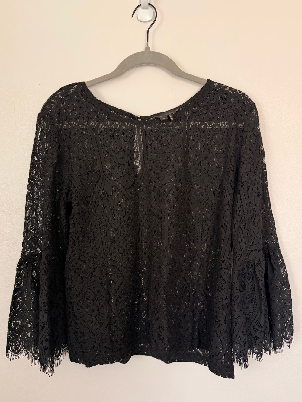i jeans by Buffalo Black Lace Bell-Sleeve Blouse